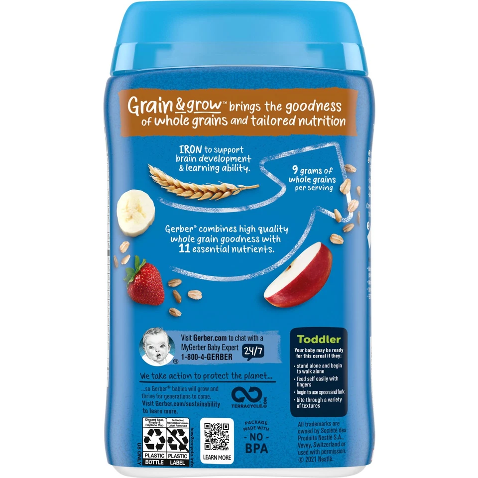 Hearty Bits®, MultiGrain Cereal, 12+ Months, Banana, Apple, Strawberry, 8 oz - Image 3 of 4