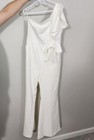 Fehaute Women White Bow One Shoulder Wide-Leg Wedding Bridal Jumpsuit size 8 NWT — photo 1