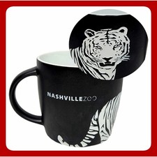 Taza de café de cerámica negra tigre blanco Nashville Zoo taza de recuerdo elevada en 3D nueva