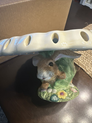 CWC Easter Bunny Pedestal Ceramic Cake Plate Stand 13.25 inch