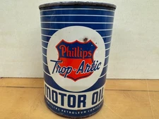 VINTAGE~ PHILLIPS 66 TROP ARCTIC 1-QUART MOTOR OIL CAN~ SUPER SOLDER SEAM CAN!