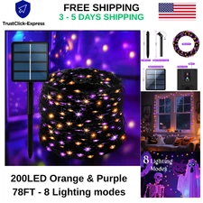 200LED Solar Halloween Lights 78FT Orange & Purple LED Waterproof Outdoor