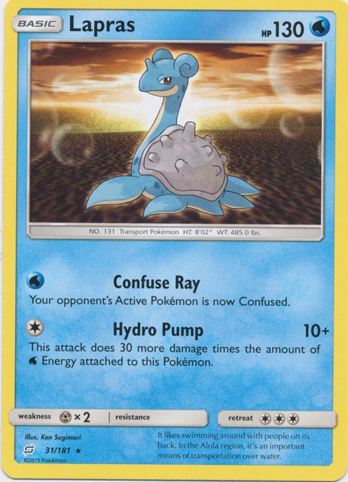Lapras - 31/181 - Rare (Near Mint) Team Up - Water Pokémon