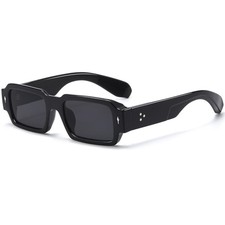 Retro Square Sunglasses for Women Men Thick Rectangle Trendy Vintage Black Sh...