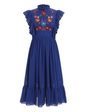 Women Mexican Embroidered Dress Traditional Casual Summer Floral Cinco De May...