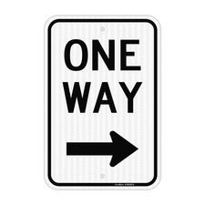 1 Pack 18x12 Inch One Way Signs with Right Arrow Rust-Free Aluminum Arrow Sign