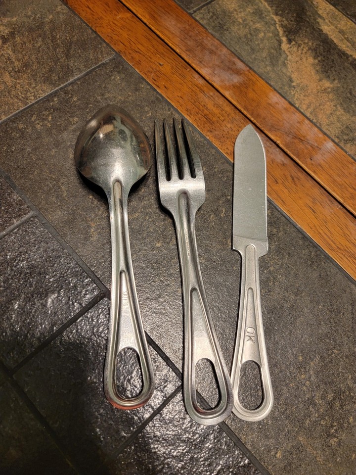 US Army Military Field Mess Kit Set Fork Spoon Knife Wallco SKOCO ...