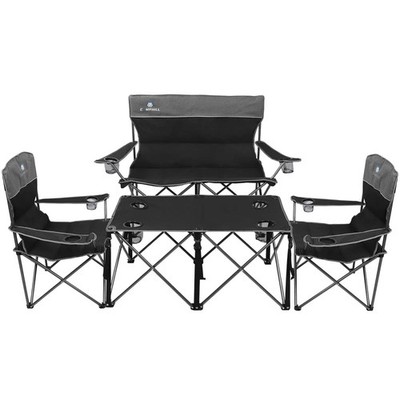 Set Up Camp Instantly - 4 Folding Chairs plus Table with Cup Holders