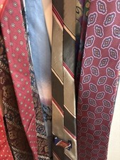 15 Vintage Men  s Tie Lot-paisley, Abstract, Striped - Lands End, Wembley, Etc