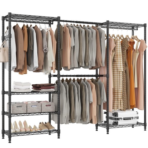 Adjustable Heavy Duty Wardrobe Closet Organizer - Expandable Metal Clothing R...