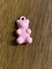 Pink Bear Enamel Charm Pendant 3/4"