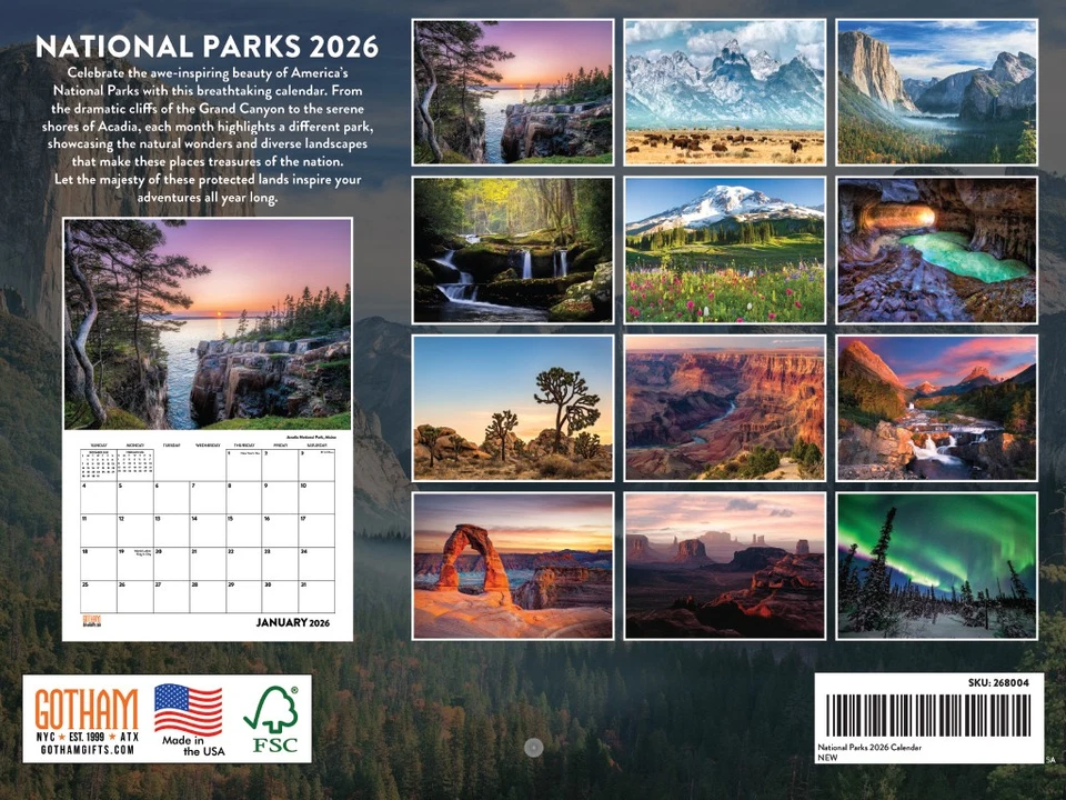 Calendario Parques Nacionales 2026 Parque Nacional Regalos Mensual Pared Naturaleza Foto 2 de 4