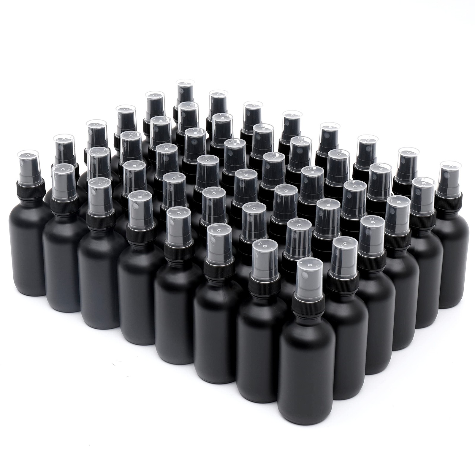 Frosted Black Glass 2 oz Fine Mist Spray Bottles 48-Pack