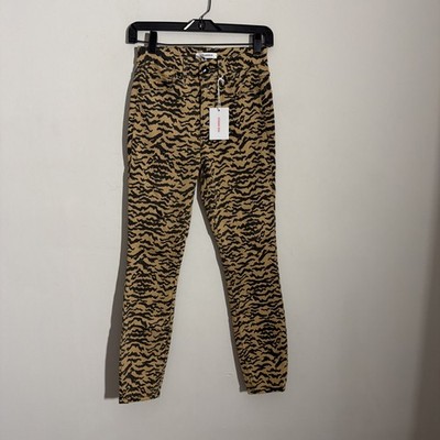 NEW WOMEN S GOOD AMERICAN CHEETAH PRINT PANTS SIZE 2/26 WAIST CROP COTTON