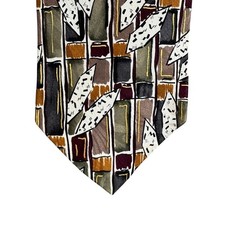Chez Roffe New York Mens Silk Tie Abstract Geometric Earthy Tones Made in USA