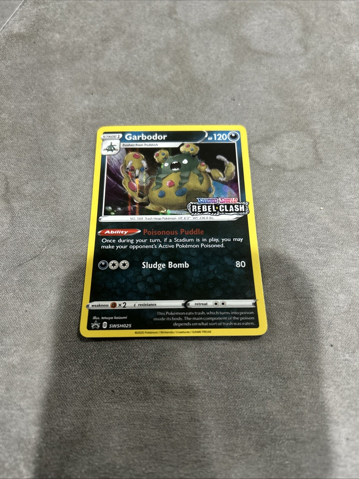 Pokemon Card Garbodor SWSH025 Black Star Promo Stamped Rebel Clash Near Mint
