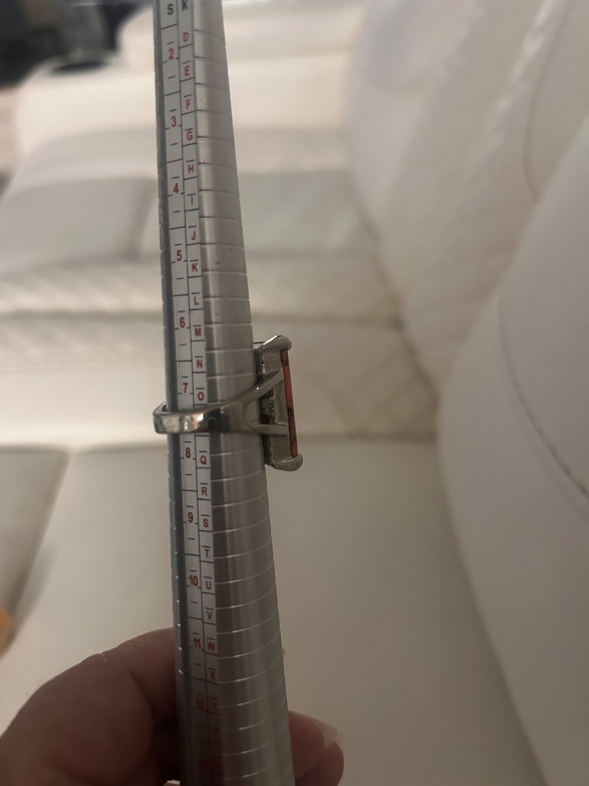 Silver Tone Ring with a Rectangular Semi Precious… - image 7