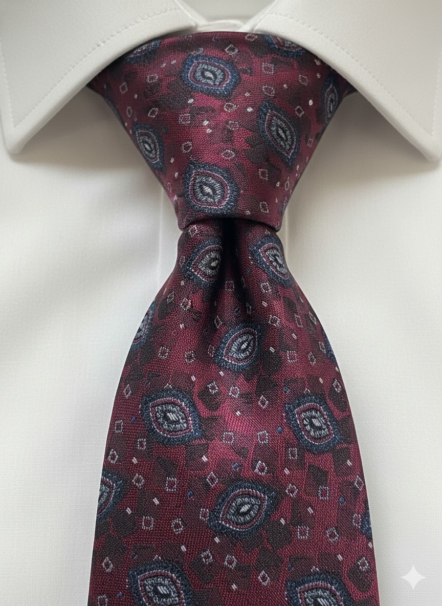 Robert Talbott Tie Red Geometric Medallion Silk Men's Necktie Luxury Business