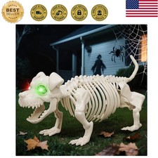 Halloween Decoration Skeleton Dog, Glowing Eyes Dog Skeletons Poseable Head