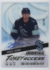 2024 Upper Deck Credentials Acetate Ticket Access 52/99 Vince Dunn #TA-VD Auto
