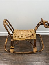 Vintage Franco Albini Wicker Bamboo Rattan Rocking horse
