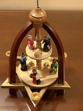 Vintage Erzgebirge 2-Tier Wood Christmas Pyramid Nativity Erzgebirge