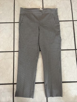 MaxMara, Made in Italy, Black& White Checked Pants Side Zip Stretch USA Size 4