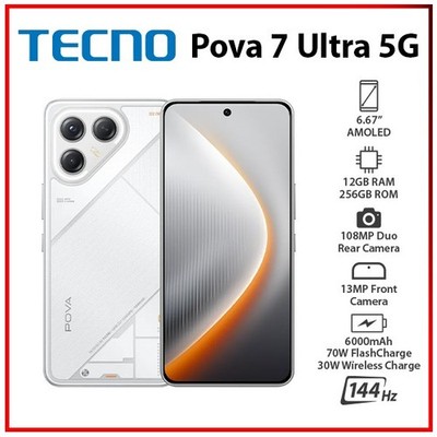 Tecno Pova 7 Ultra 5G 12GB+256GB SILVER Dual SIM Unlocked Android Mobile Phone