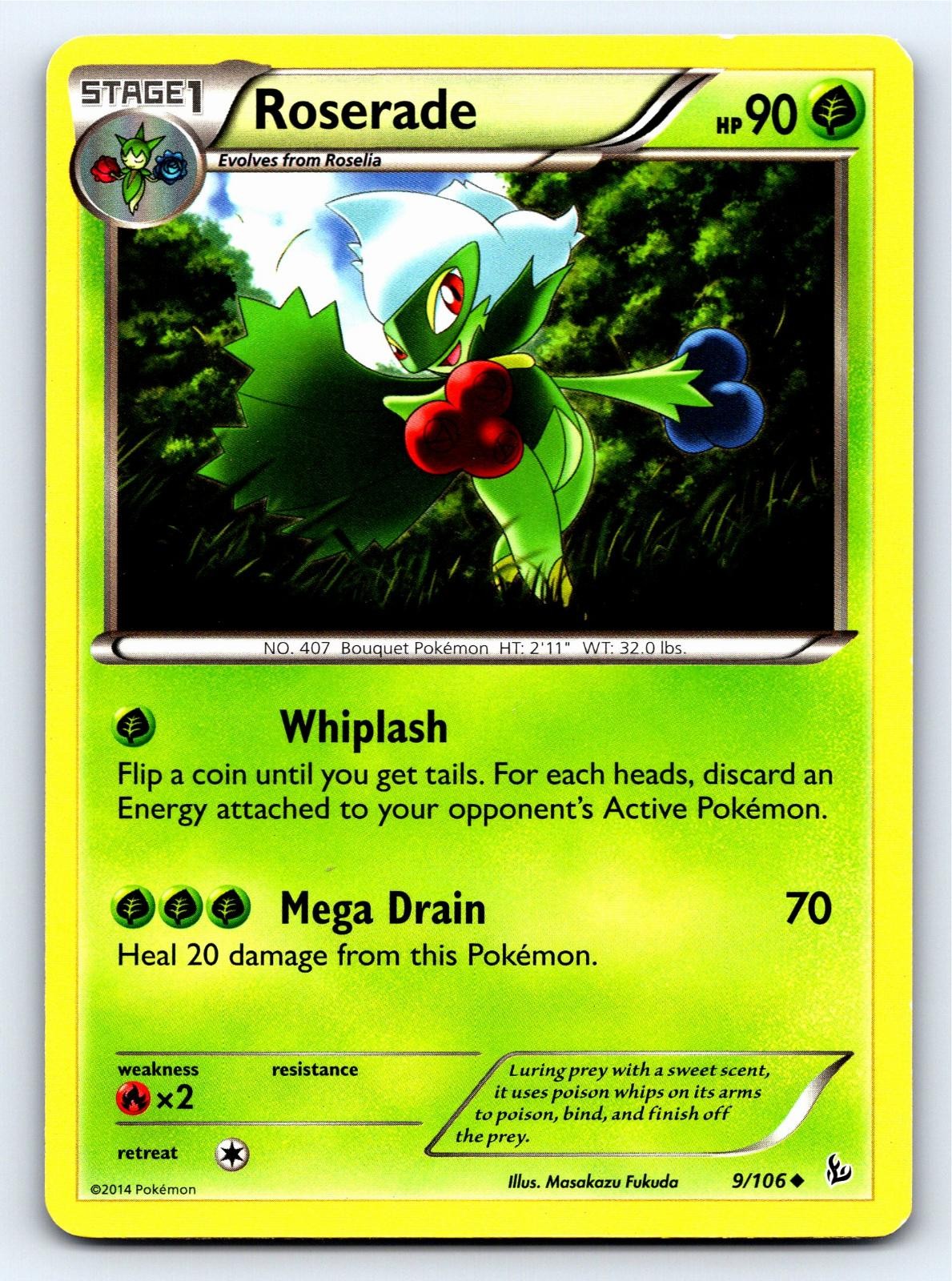 Roserade 9/106 Uncommon Flashfire Pokemon Near Mint