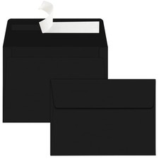 50 Packs A7 Envelopes Invitation 5x7 Self Seal Square Flap Wedding Black