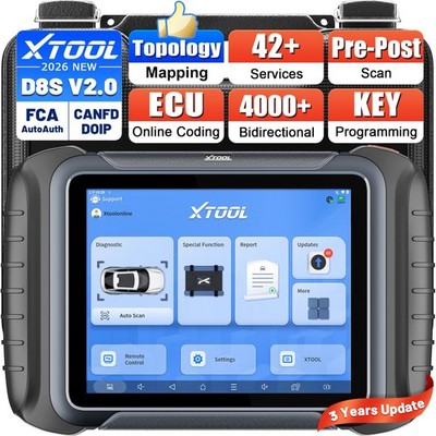 2026 XTOOL D8S V2.0 Auto Diagnostic Tool OBD2 Scanner Topology Coding 42 Service