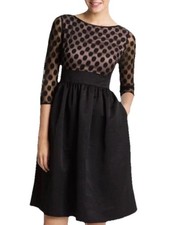 Jessica Howard Black Vintage 50's Look Classic Style Dress Size 10 Sheer Sleeves