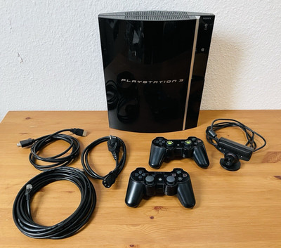 PS3 Fat Lady Sony PlayStation Konsole CECHL04 2008 80GB 2x Controller Eye Camera