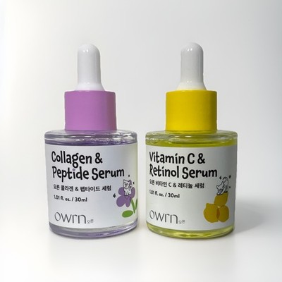 Set of 2 Face Serums   Retinol & Vitamin C + Peptides & Collagen K-beauty