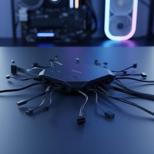 Quick Install 12V RGB to 5V ARGB Hub - 6 Fan, 8 Port Compatibility for Desktops