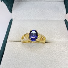 Blue Sapphire Ring, 925 Sterling Silver, Wedding Ring, Lab Created Sapphire