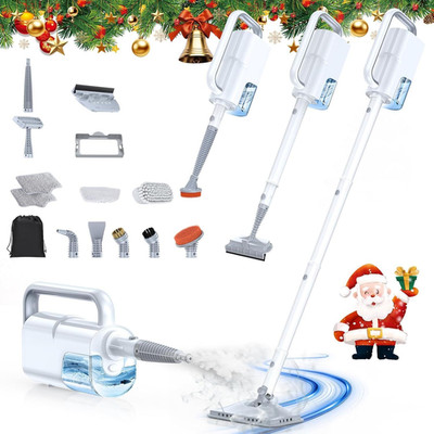 ScrubWiz Steam Mop with Detachable Handheld Cleaner, Light White