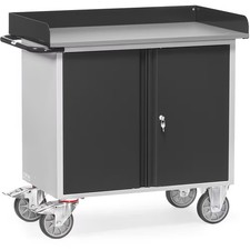 Wózek warsztatowy Fetra 12456-7016 z dwudrzwiową stalową szafką i krawędzią zwijaną