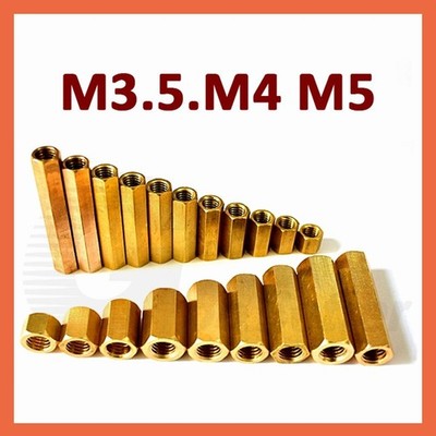 Distanzmuttern Messing Verbindungsmutter Muffe Gewindehülsen Langmutter M3.5/4/5