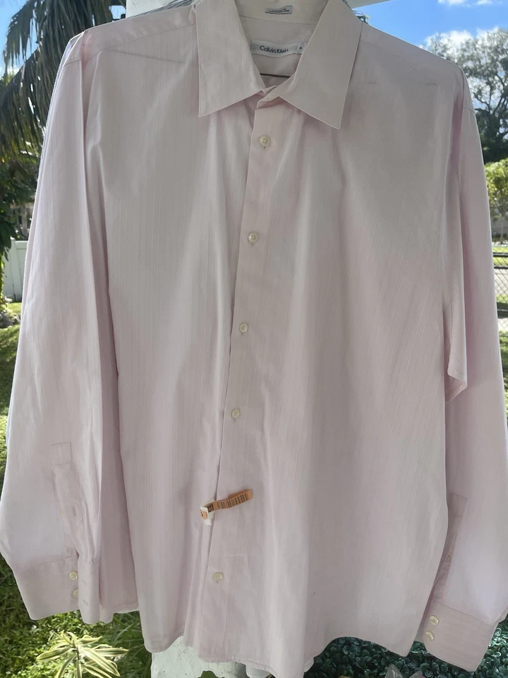 Camisas de vestir Calvin Klein para hombre XL a rayas manga larga botones 8 AZUL BLANCO MEZCLA 8 Foto 3 de 4