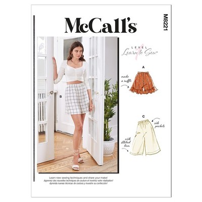 Misses' Elastic Waist Shorts Sewing Pattern Kit Code M8221 Sizes XS-S-M Multi...