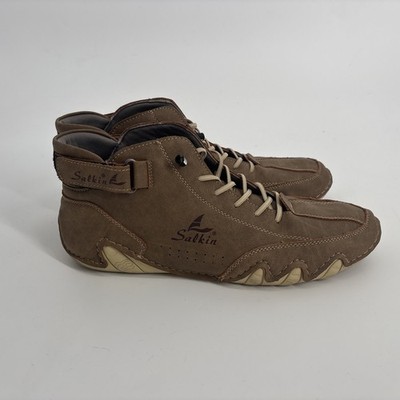 SALKIN Leather Retro Shoes Men's Breathable Outdoor Walking Ankle Boots Size  9