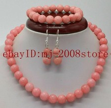 8mm Pink Rhodochrosite Round Gems Beads Necklace Bracelet Earrings 18/7.5”
