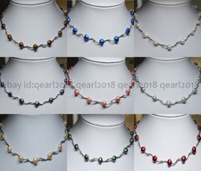 Elegant 8-9mm Natural Multicolor Baroque Freshwater Pearl Choker Necklace 16''