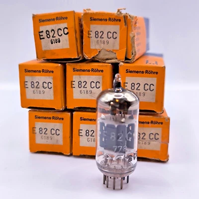 Siemens E82CC 6189 12AU7 ECC82, made in Germany, NOS NIB, D04 code - Image 1 of 4