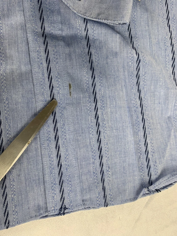 Camisa DE COLECCIÓN American Classics FAME Azul Rayas Verticales Botones Hombres LT 16-16.5 Foto 4 de 4