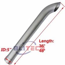 5 Inch Alumnized Curved Stack Pipe Exhaust Semi Truck 5"ID x36" 48" Length Tube
