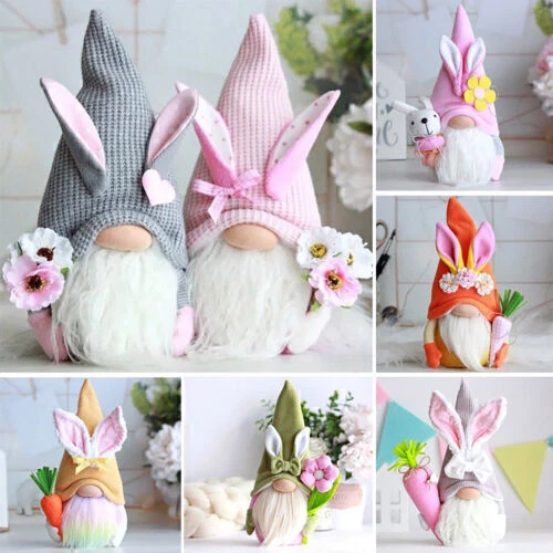 UK Easter Bunny Gnome Plush Doll Dwarf Decoration Spring Gnomes Stuffed Toy Gift - Picture 1 of 14
