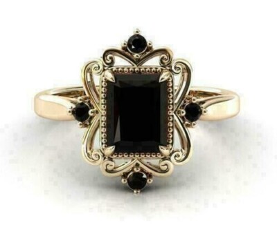 2.00 Ct Emerald Cut Simulated Diamond Halo Wedding Ring 14K Yellow Gold Plated