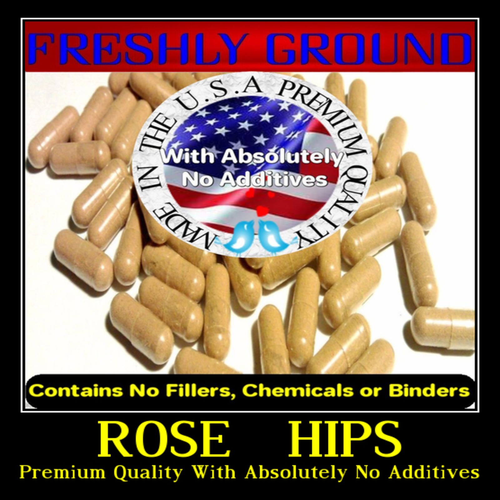ROSE HIPS With Absolutely No Additives Vitamin C High Potency 100 Veg Capsules